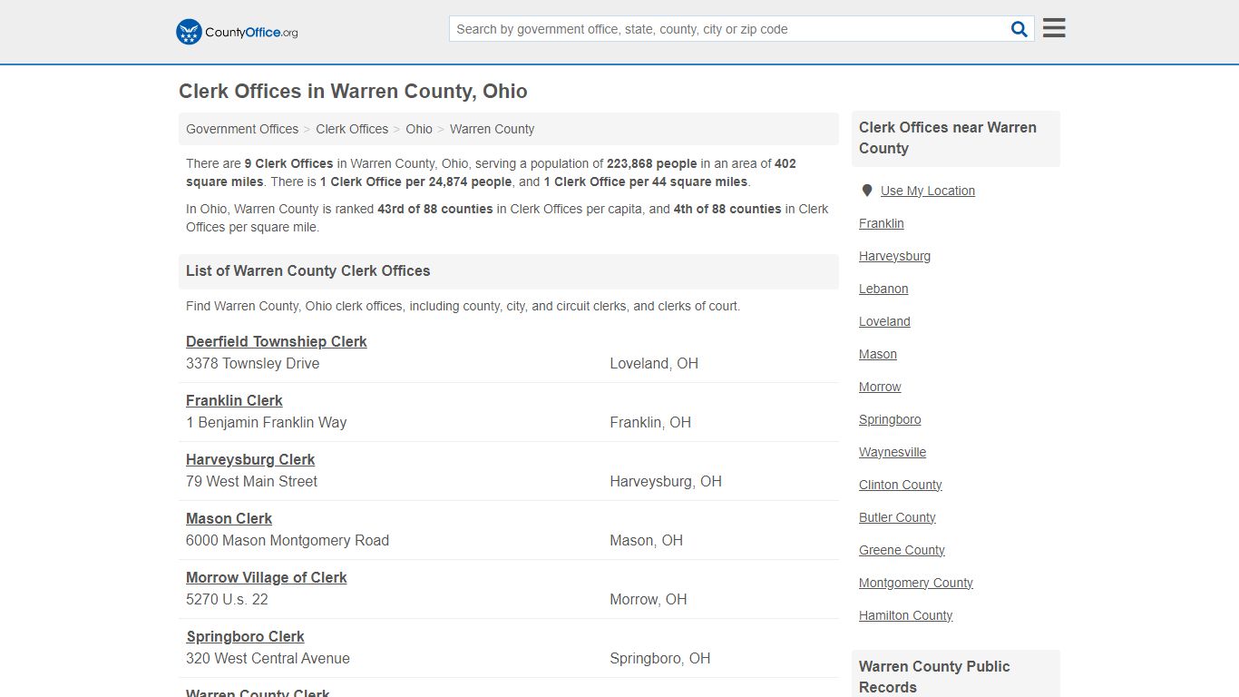 Clerk Offices - Warren County, OH (County & Court Records)